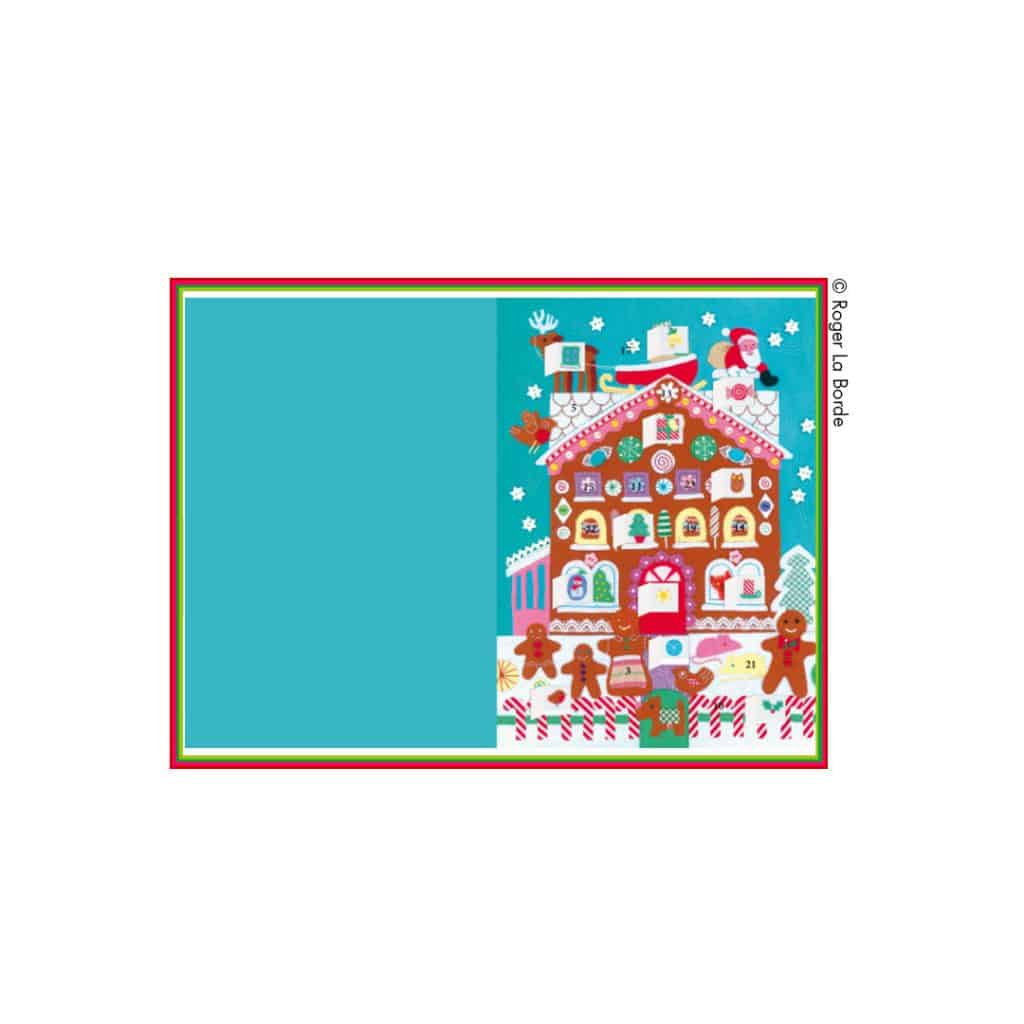 Adventskalender-Weihnachtskarte glitzerndes Lebkuchenhaus