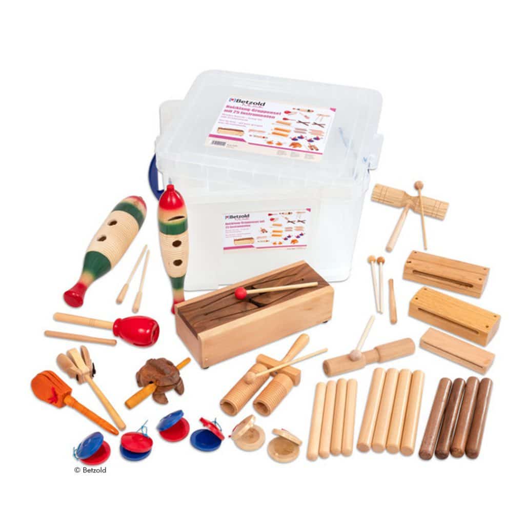 Musik-Kiste mit 25 Holzklang-Musikinstrumenten