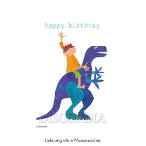 Geburtstagskarte Doppelkarte Dinosaurier
