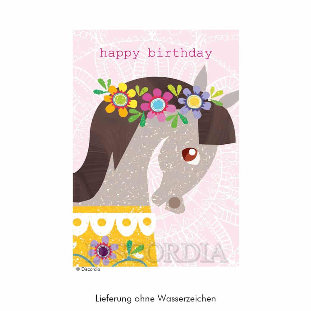 Geburtstagskarte Doppelkarte mit Pferd