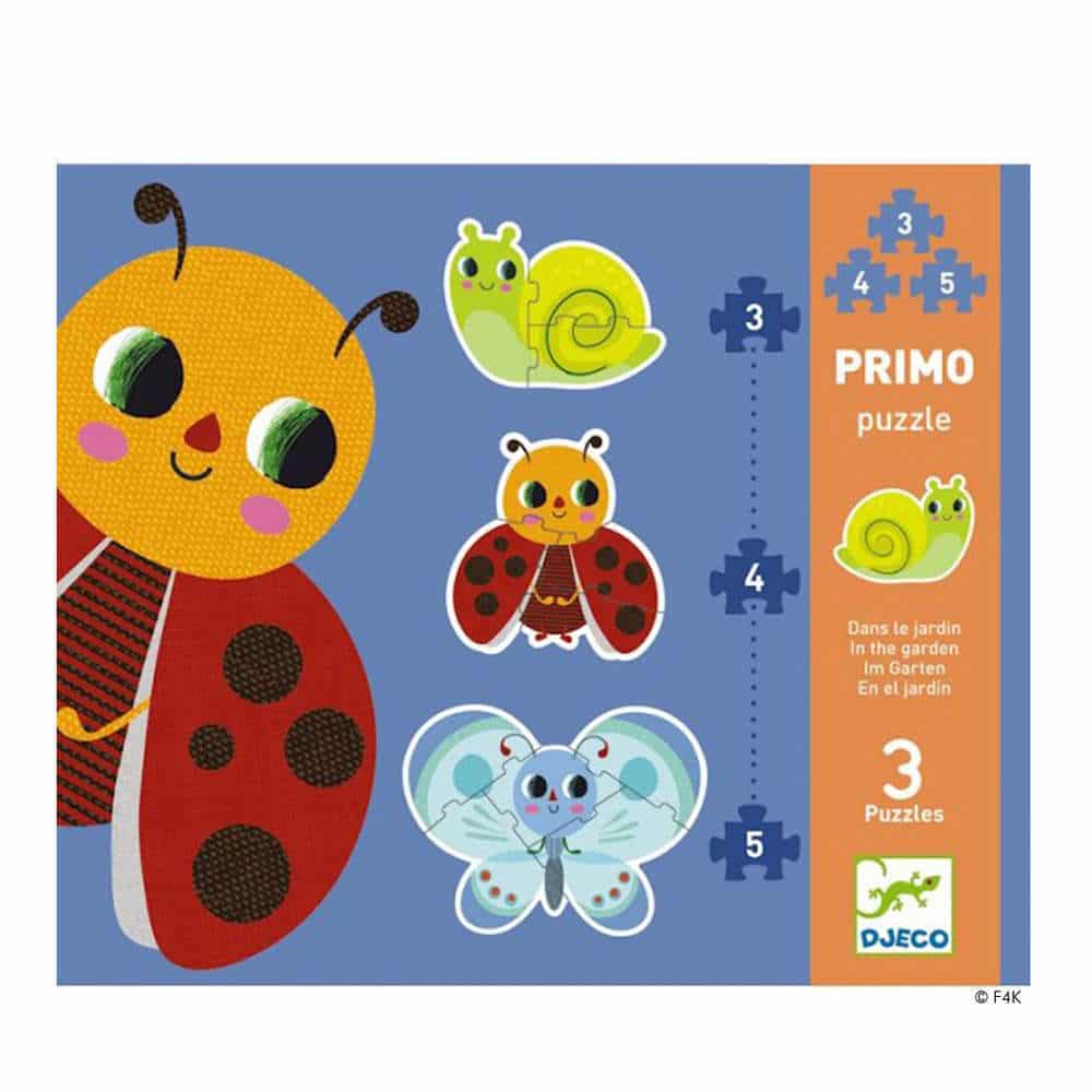3 Primo-Puzzles Tiere im Garten für Kleine