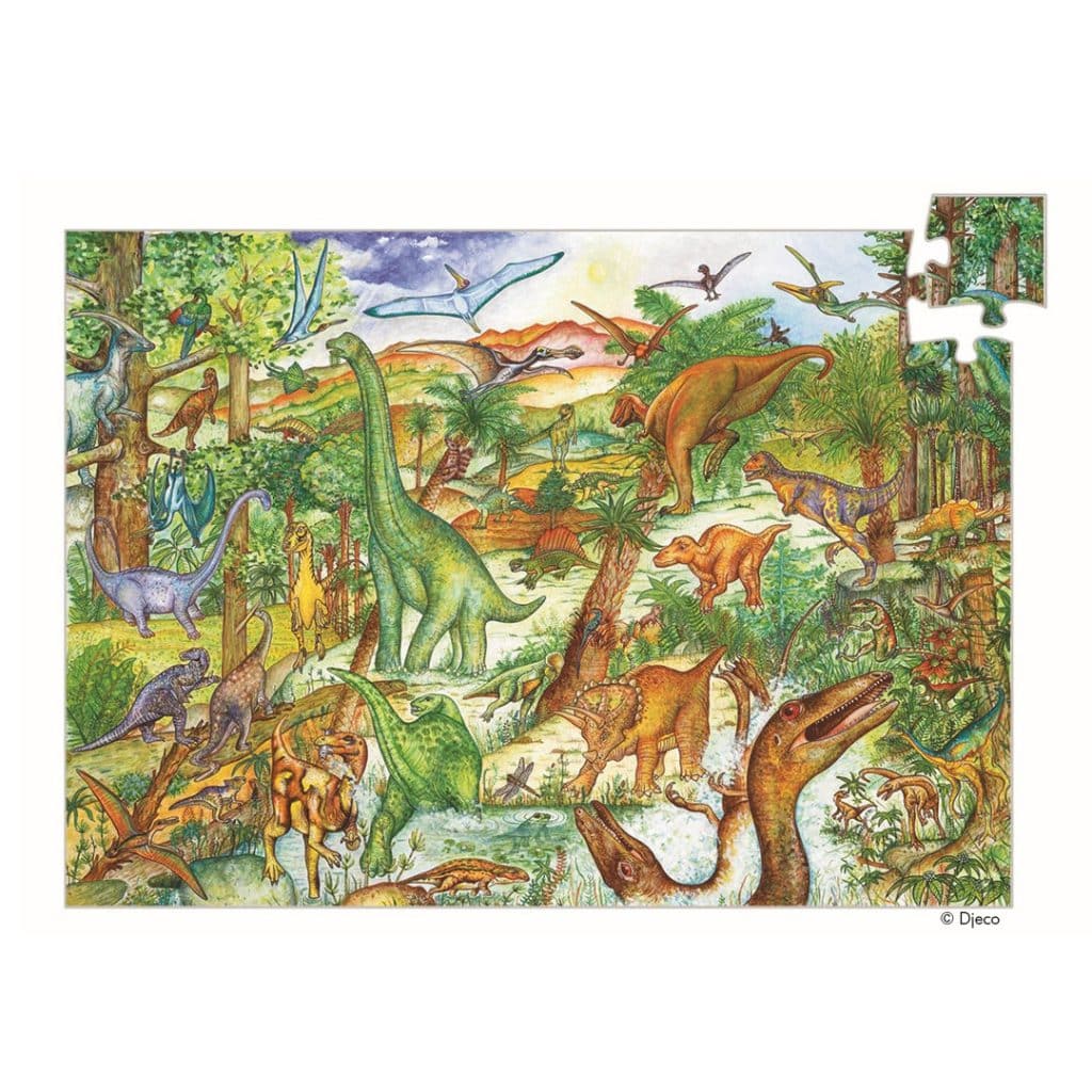 Djeco Entdecker-Puzzle Dinosaurier 100 Teile