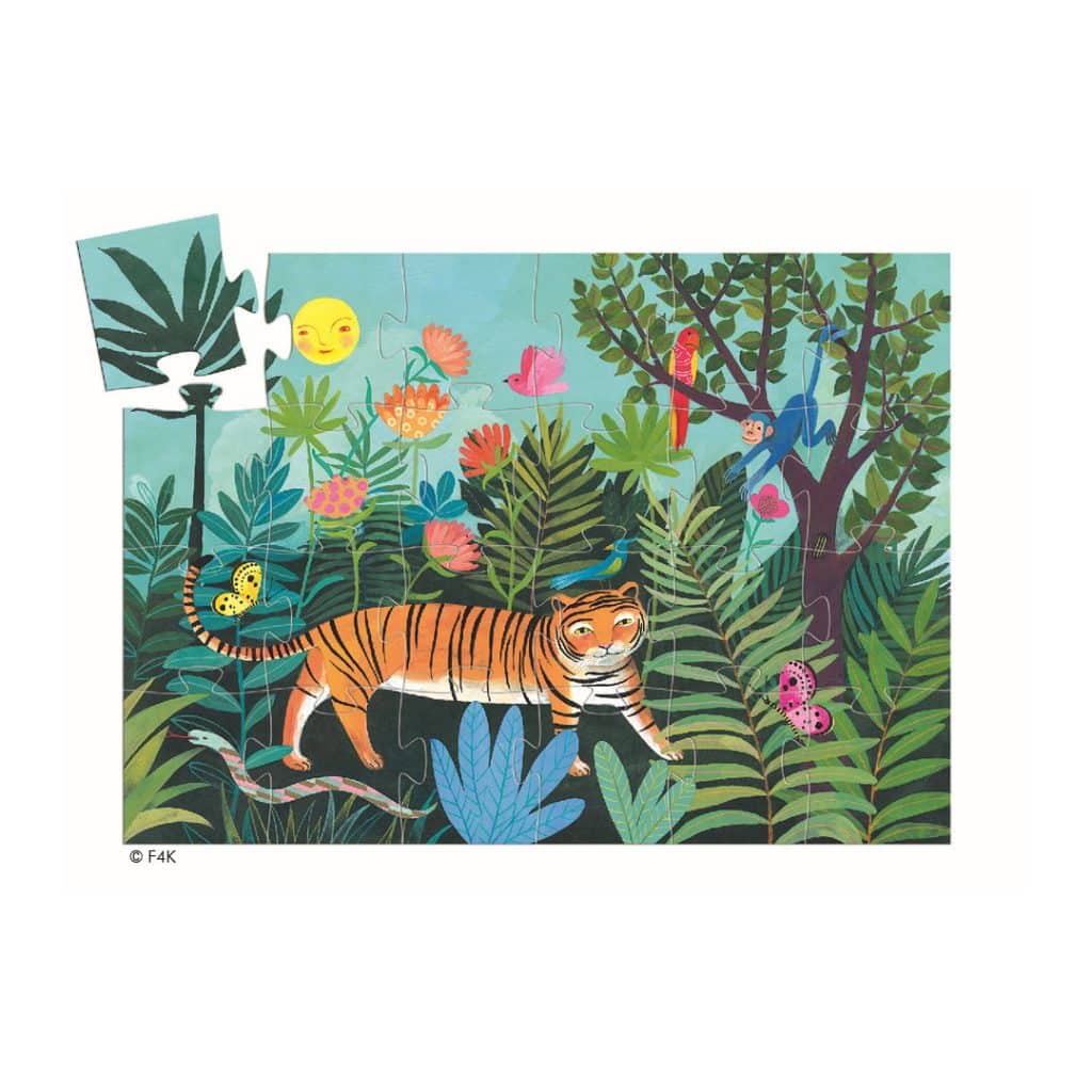 Djeco Silhouetten-Puzzle Tiger im Dschungel 24 Teile