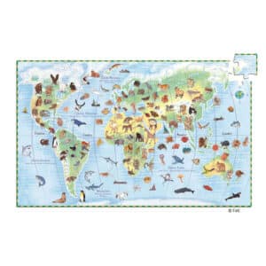 Djeco Entdecker-Puzzle Weltkarte mit Tieren 100 Teile