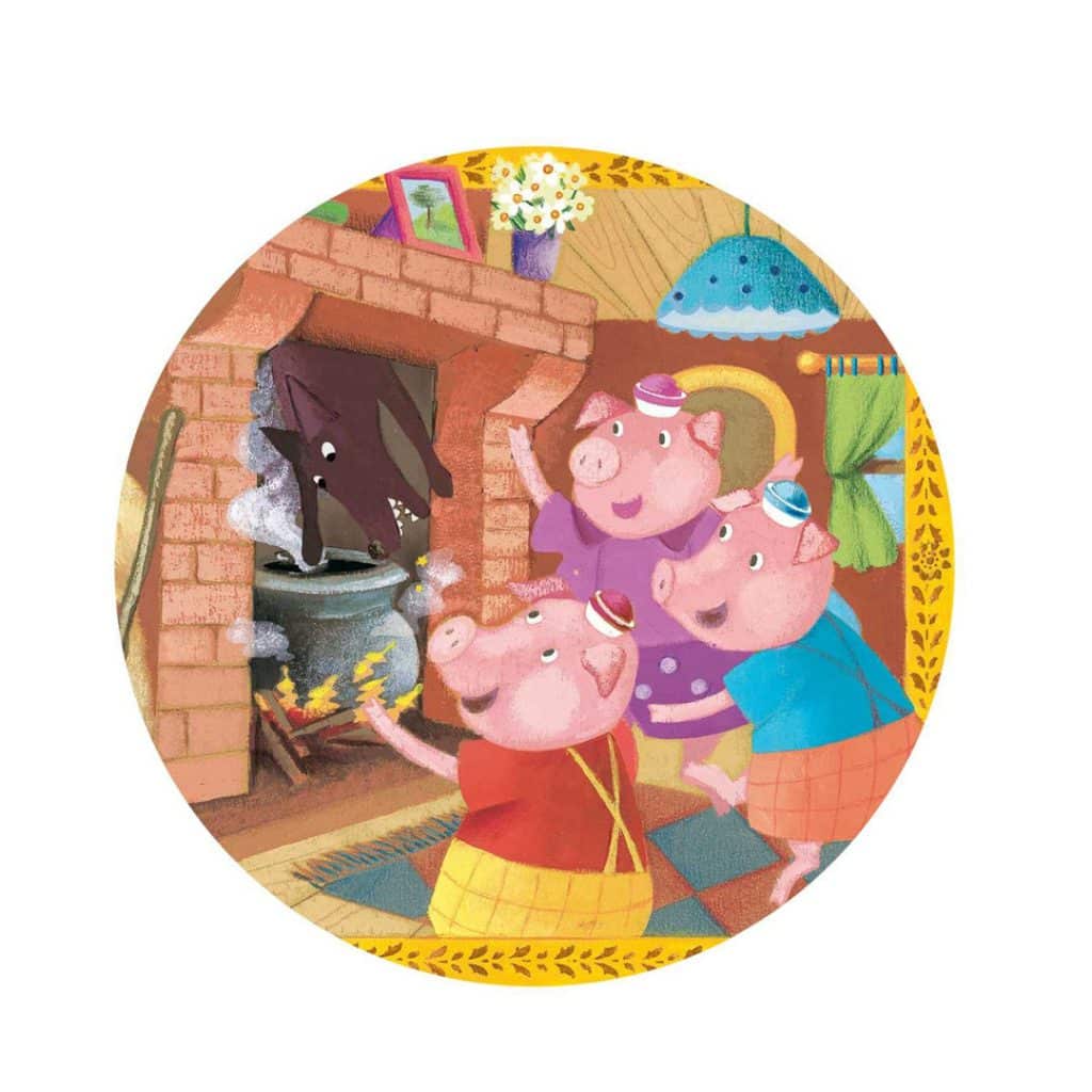 Djeco Silhouetten-Puzzle Die 3 kleinen Schweinchen 24 Teile