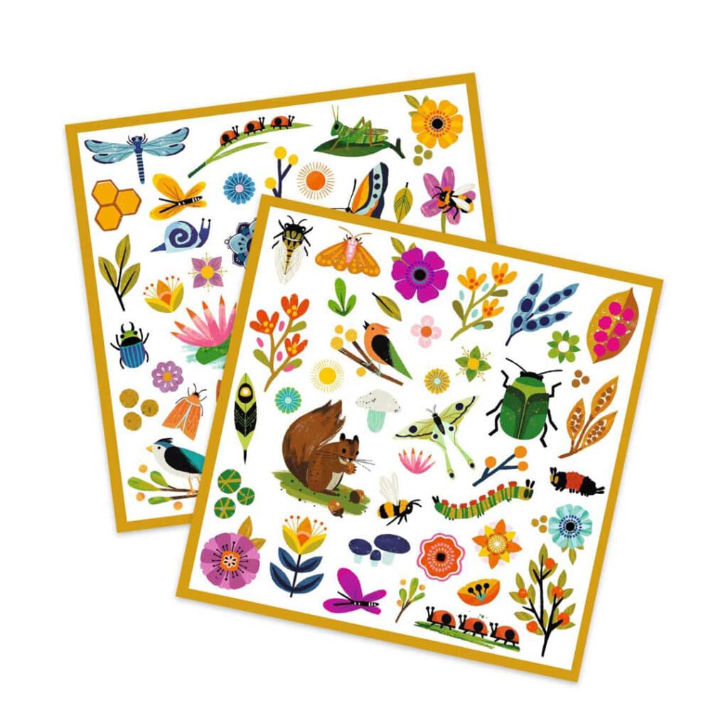 Djeco-Sticker-Set-160-Aufkleber-Garten-Blumen-und-Tiere-01