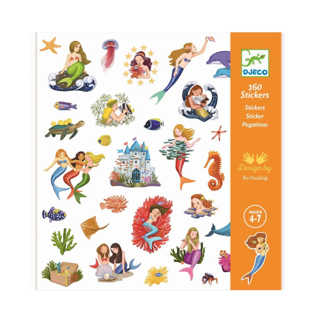 Djeco-Sticker-Set-160-Aufkleber-Meerjungfrauen