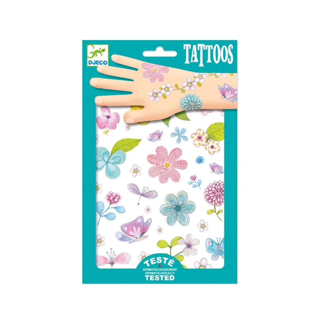 Djeco-Tattoos-Glittzer-Blumen-Schmetterlinge