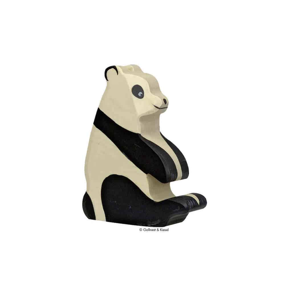Holztiger Holzfigur Panda sitzend