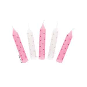 10 rosa-weiße Geburtstagskerzen gepunktet