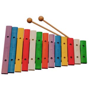 Xylophon aus Holz mit 13 bunten Klangplatten