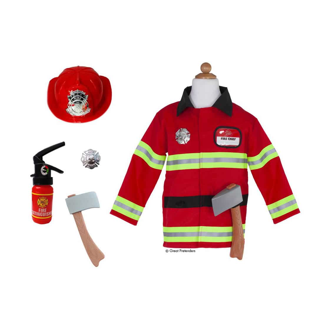 Great Pretenders Kostüm Feuerwehr in Rot mit Helm