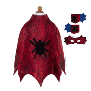 Spider-Kostüm mit Cape, Maske & Manschetten