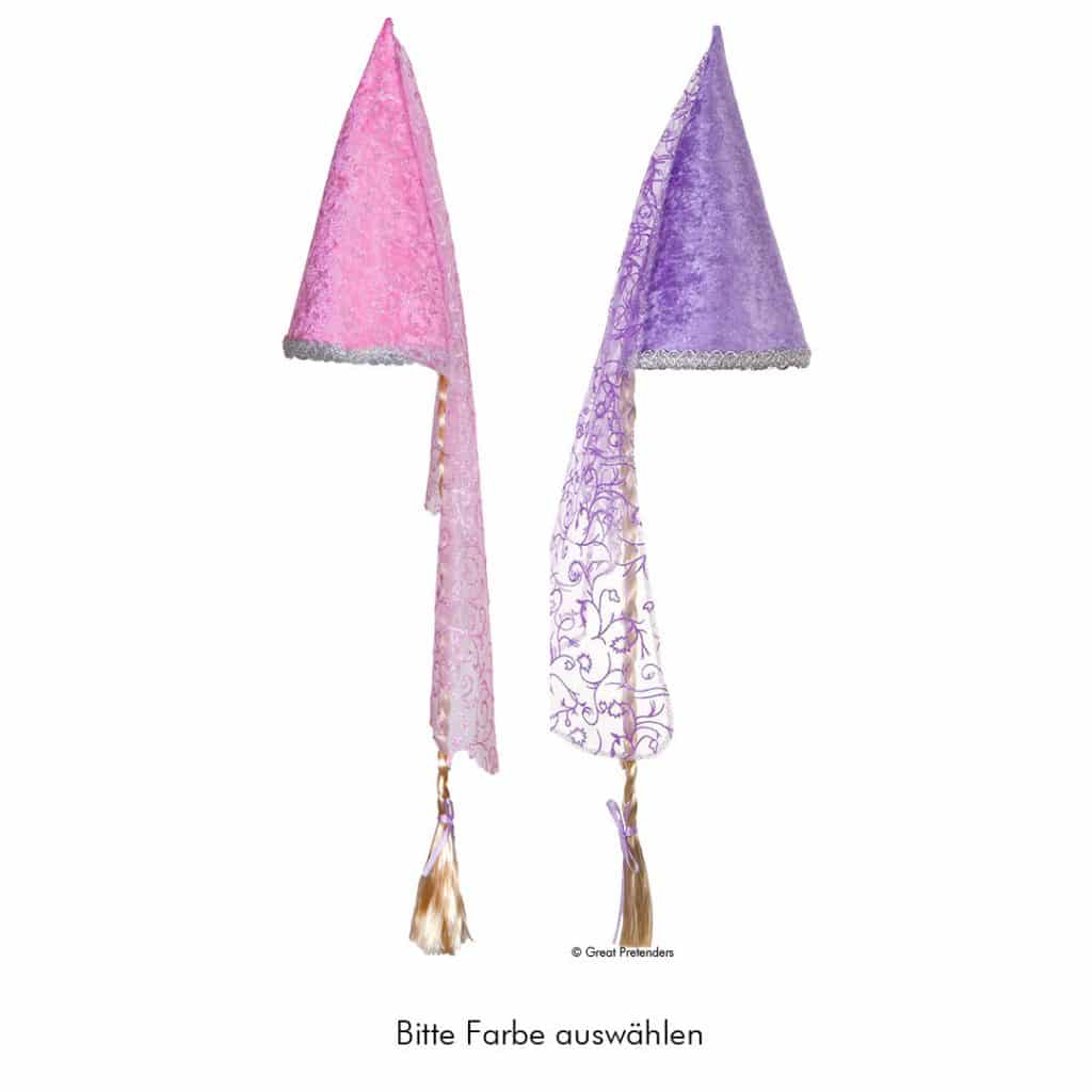 Prinzessinnen-Hut mit Rapunzelzopf lila oder pink