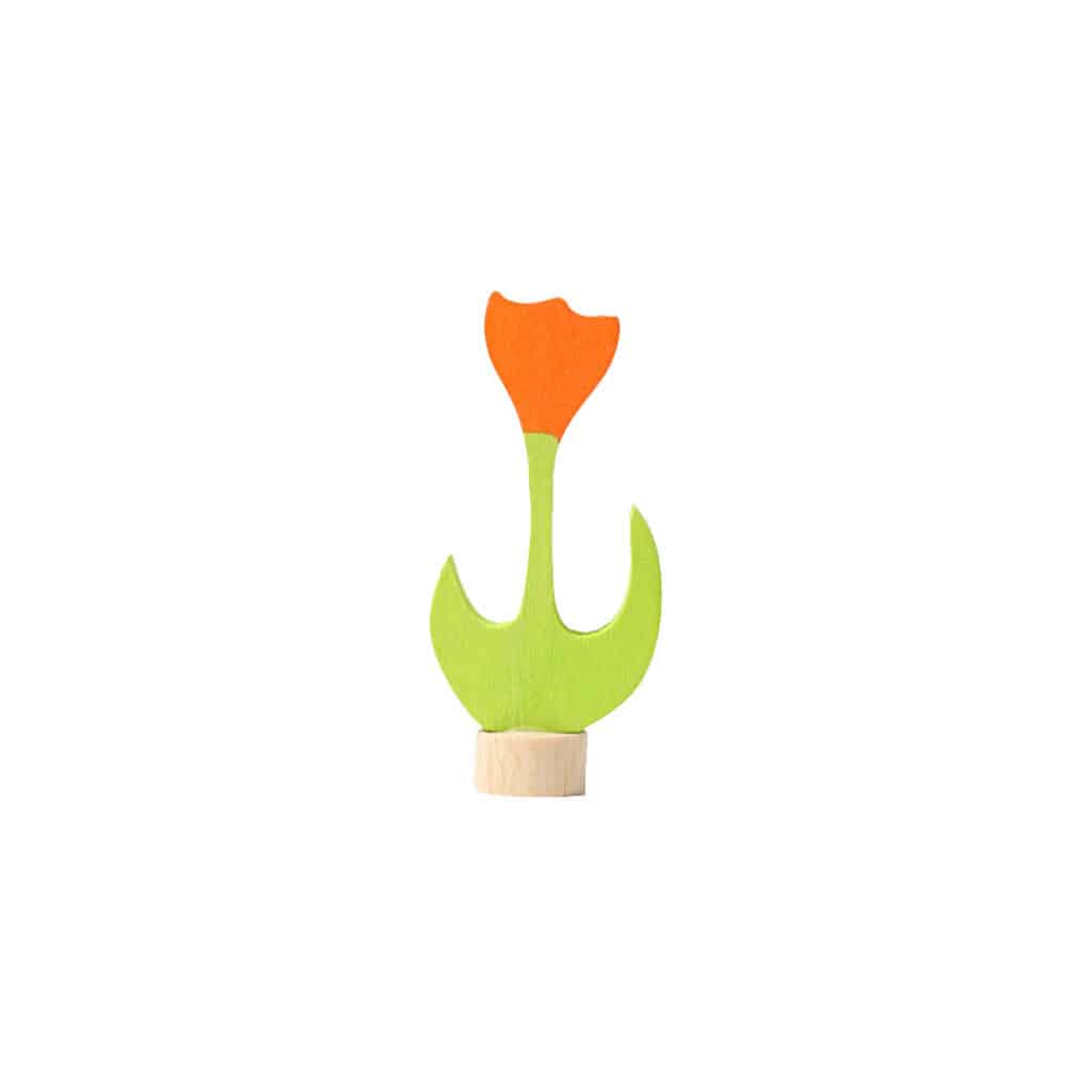 Grimms-Geburtstagsdekoration-Steckfigur-Blume-handbemalt-Orange