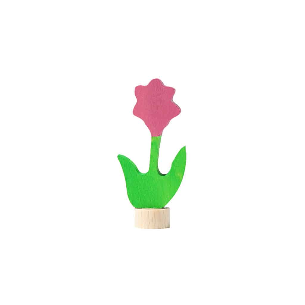 Grimms-Geburtstagsdekoration-Steckfigur-Blume-handbemalt-Rosa
