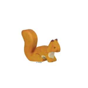 Holztiger Holzfigur Eichhörnchen stehend, orange