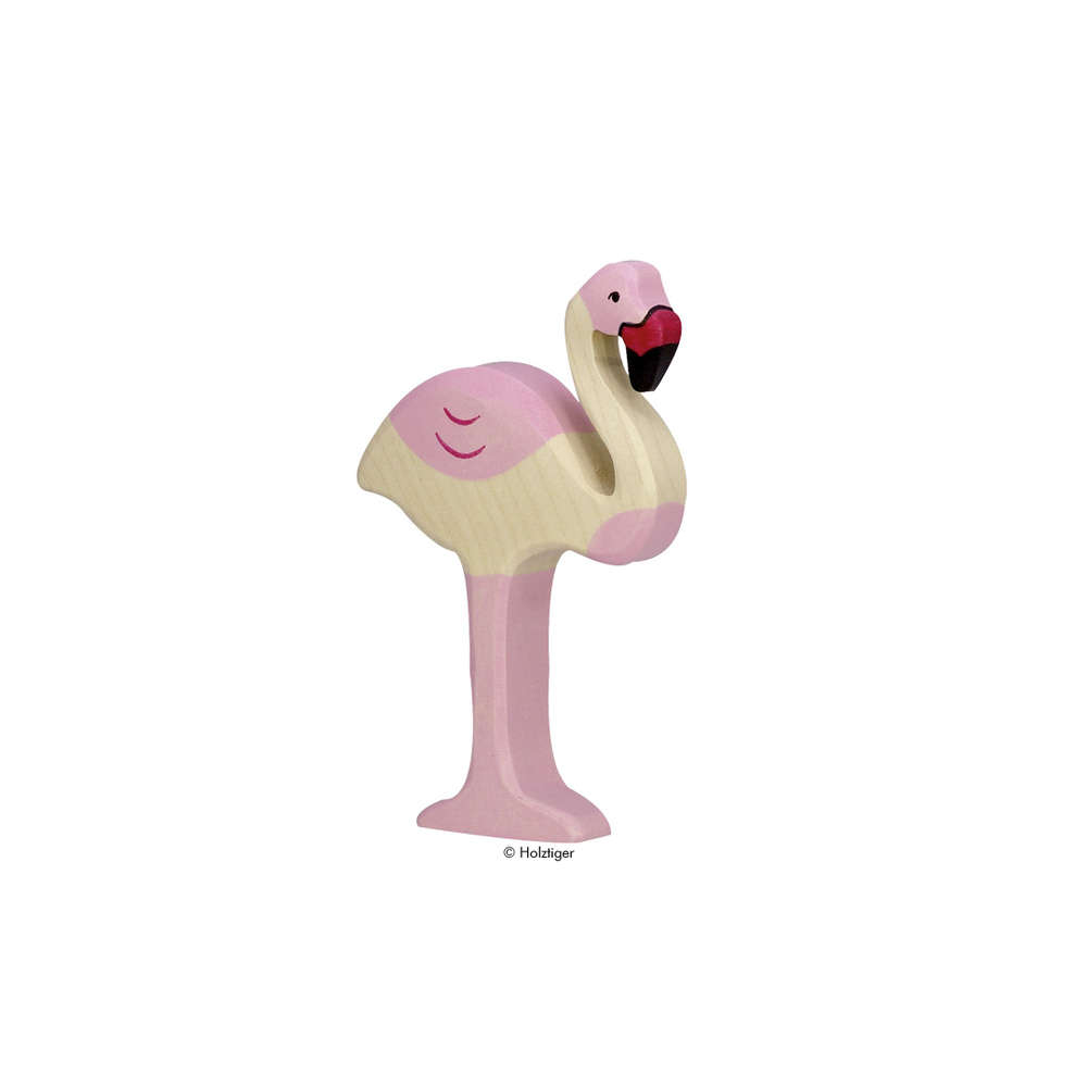 Holztiger Holzfigur Vogel Flamingo