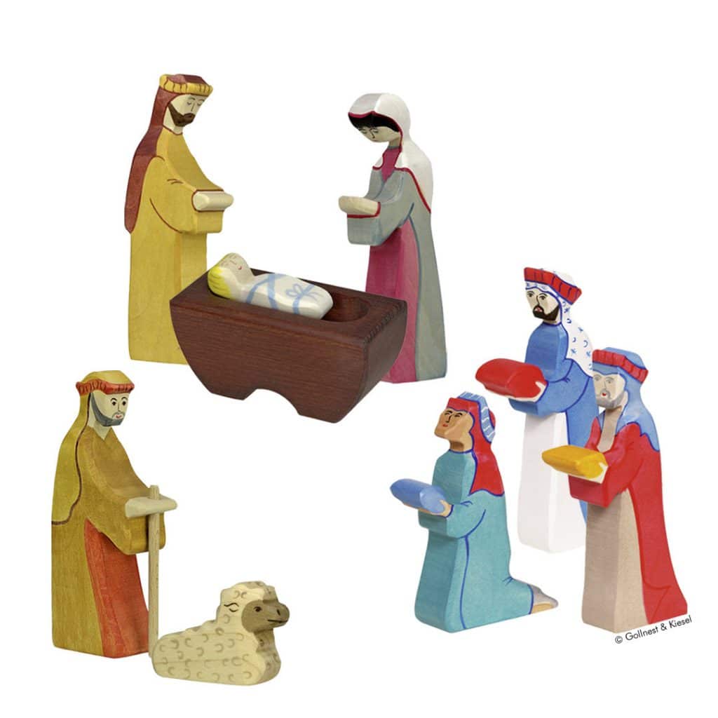 Holztiger Holzfigur Josef für die Weihnachtskrippe