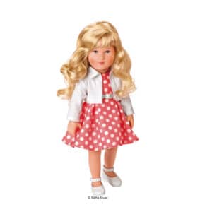 Käthe Kruse Puppe Girl Giselle mit rotem Tupfenkleid