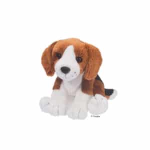 Kuscheltier kleiner Hund Beagle sitzend
