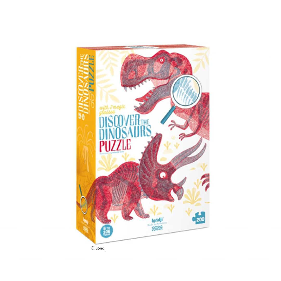 Großes Entdecker-Puzzle Dinosaurier mit 2 Bildebenen 200 Teile