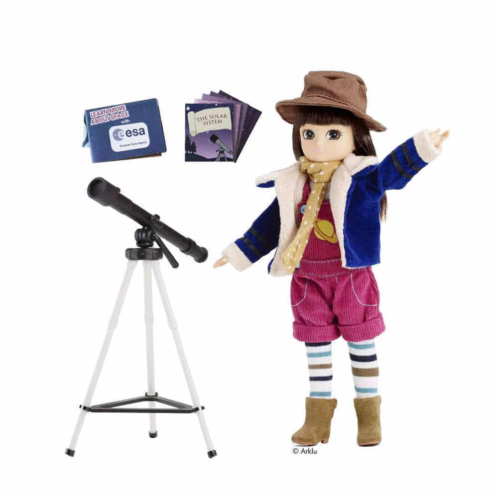 Lottie Puppe Stargazer Astronomin mit Teleskop