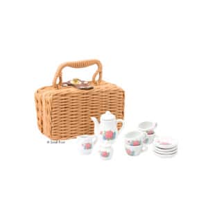 Mini-Picknick-Koffer mit Porzellan-Puppenservice