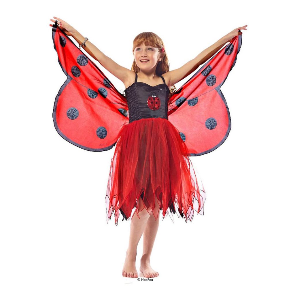 Kostüm Marienkäfer Rot mit Flügeln und Glitzer