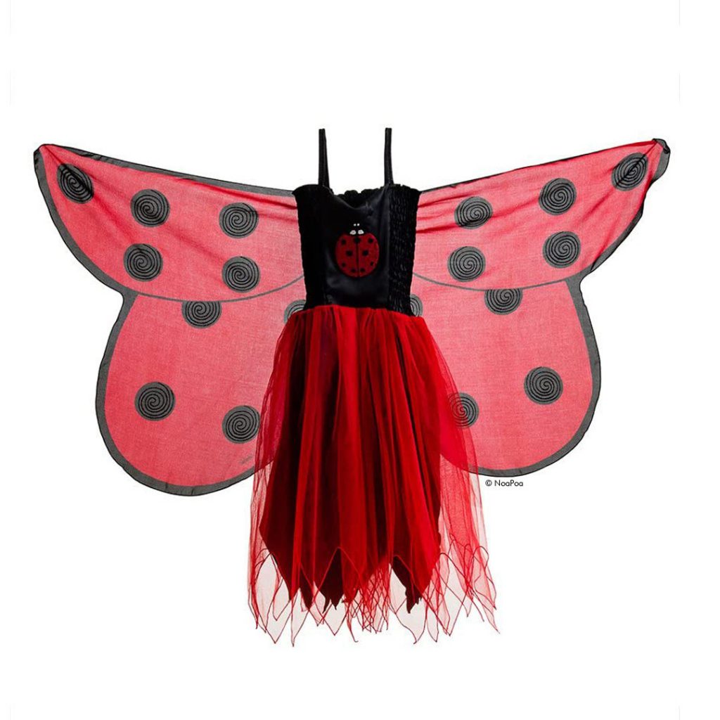 Kostüm Marienkäfer Rot mit Flügeln und Glitzer