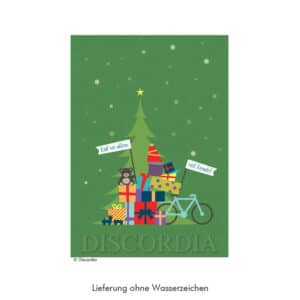 Weihnachtskarte Christbaum mit Geschenken