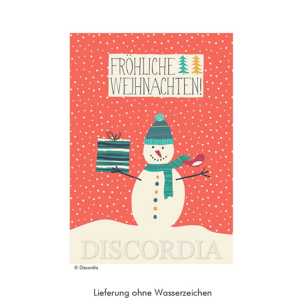 Doppelkarte Weihnachten mit Schneemann