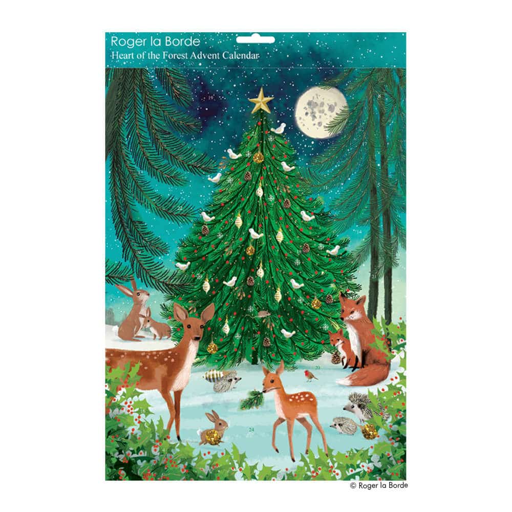 Glitzer-Adventskalender Tiere am Winterbaum