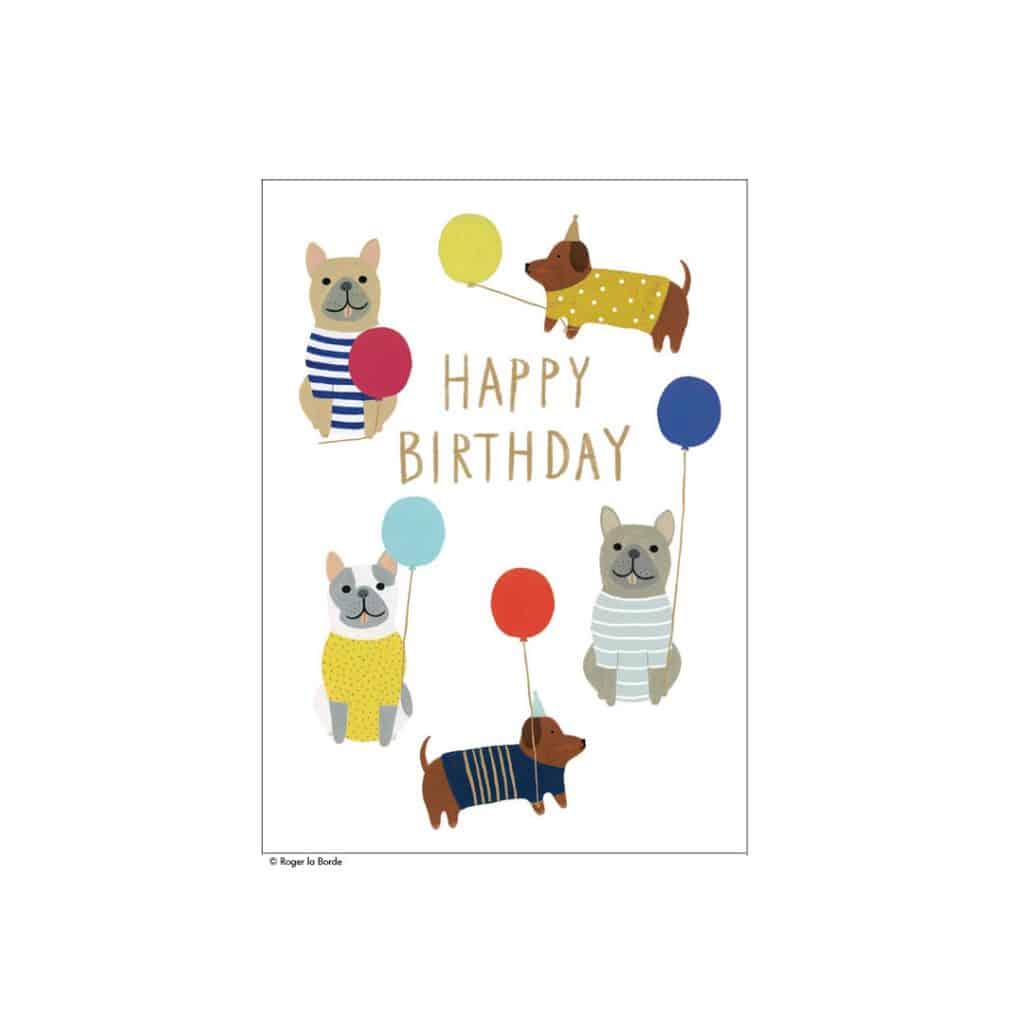 Geburtstagskarte Hunde mit Luftballons