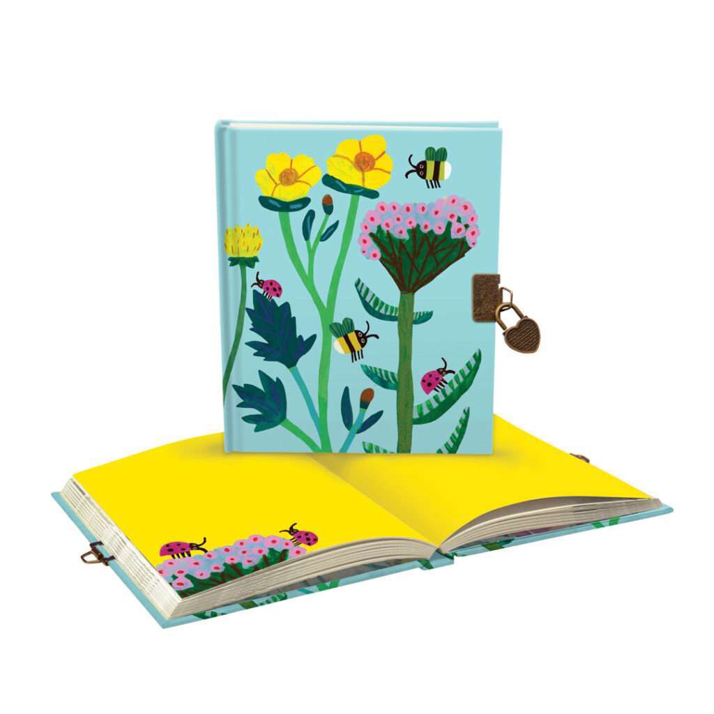 Geheimes Tagebuch mit Schloss Honigbiene mit Blumen