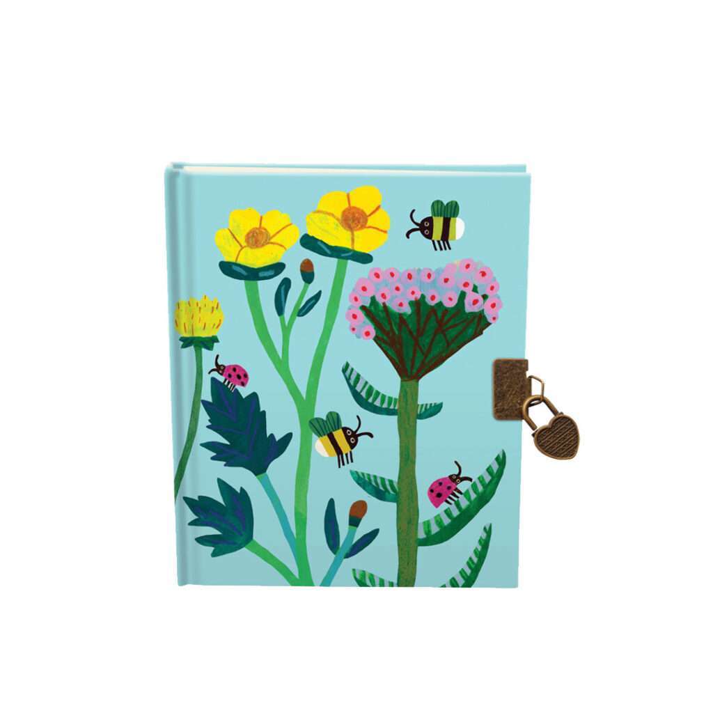 Geheimes Tagebuch mit Schloss Honigbiene mit Blumen