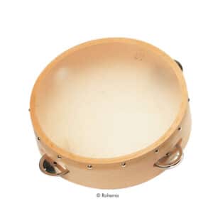 Schellen-Tamburin mit Naturfell, handgefertigt