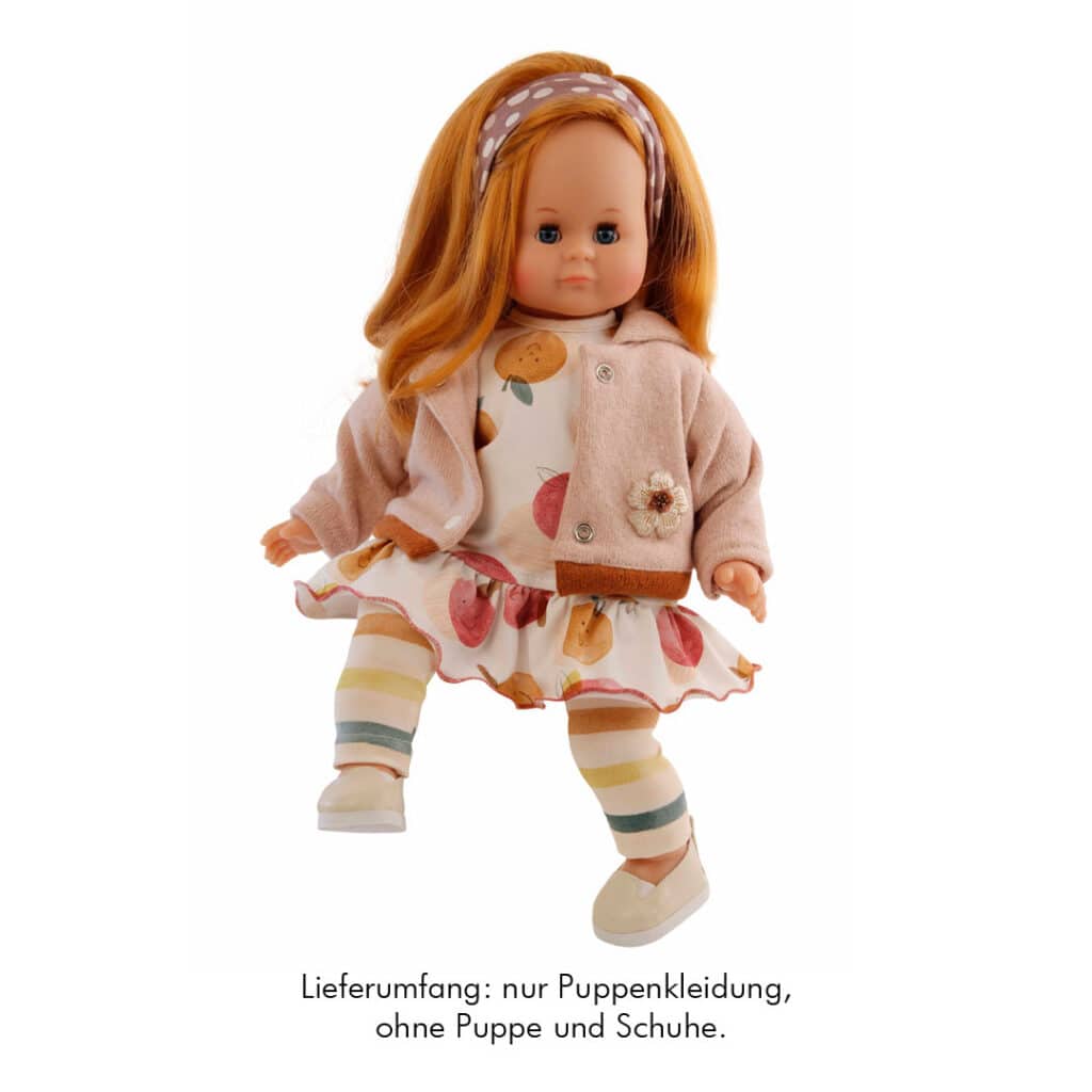 Schildkroet-Puppenkleidung-Fruechte-Kleid-mit-Jacke-Leggings-Stirnband-37cm-01