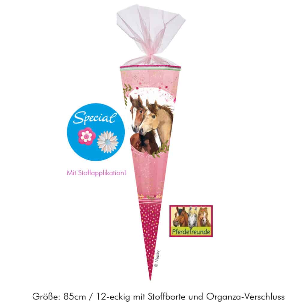 Schultüte Zuckertüte Coppenrath Pferde-Freunde Special mit Stoffblumen 85cm