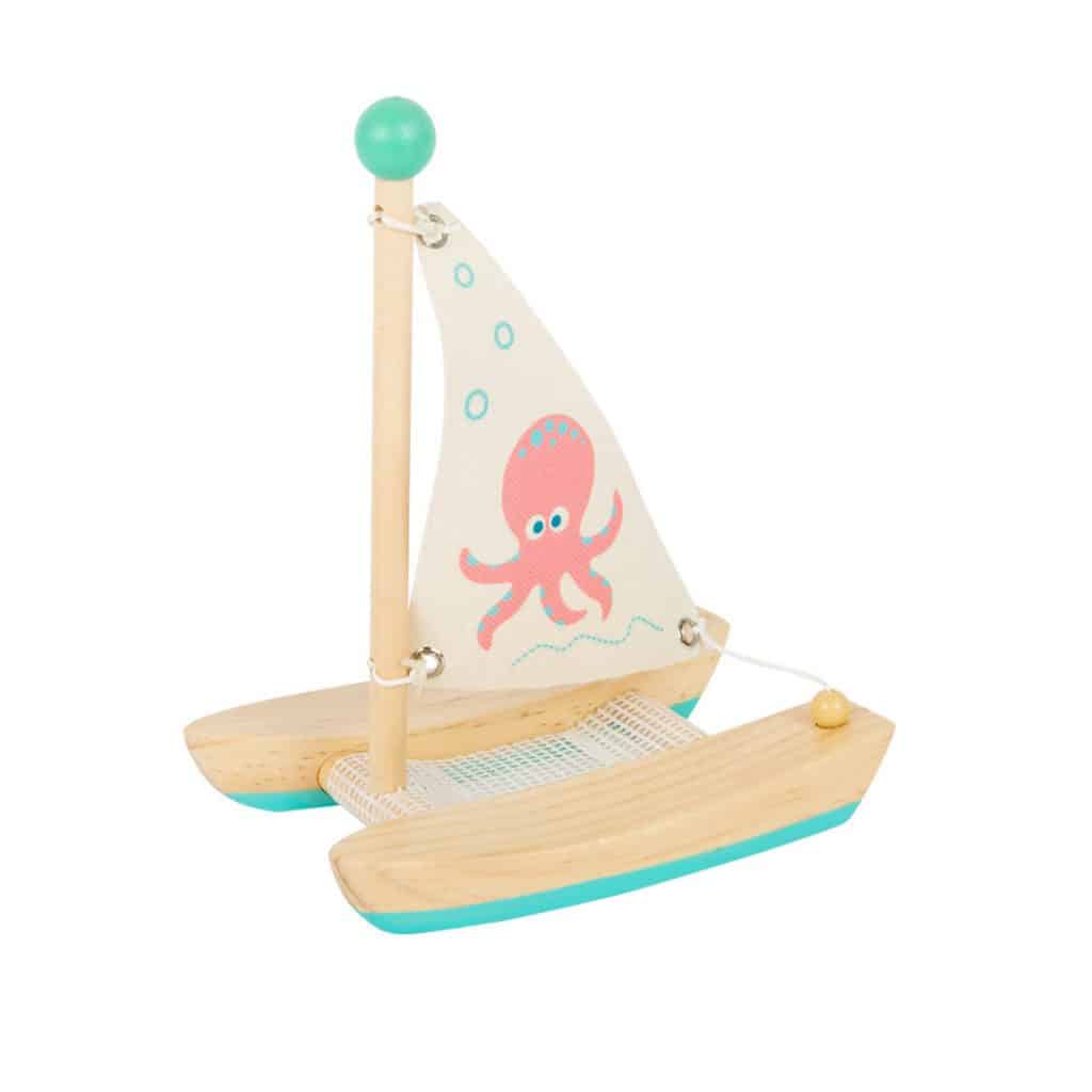 Wasserspielzeug Katamaran Oktopus aus Holz