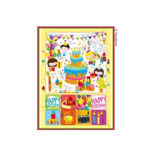 Sticker-Postkarte Geburtstagstorte