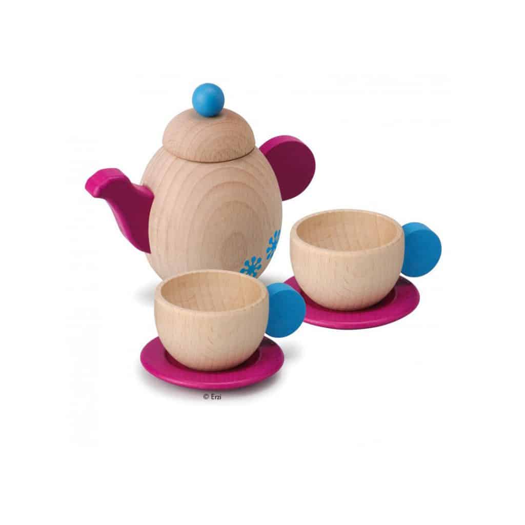 Puppen-Teeservice 6 Teile aus Holz von Erzi