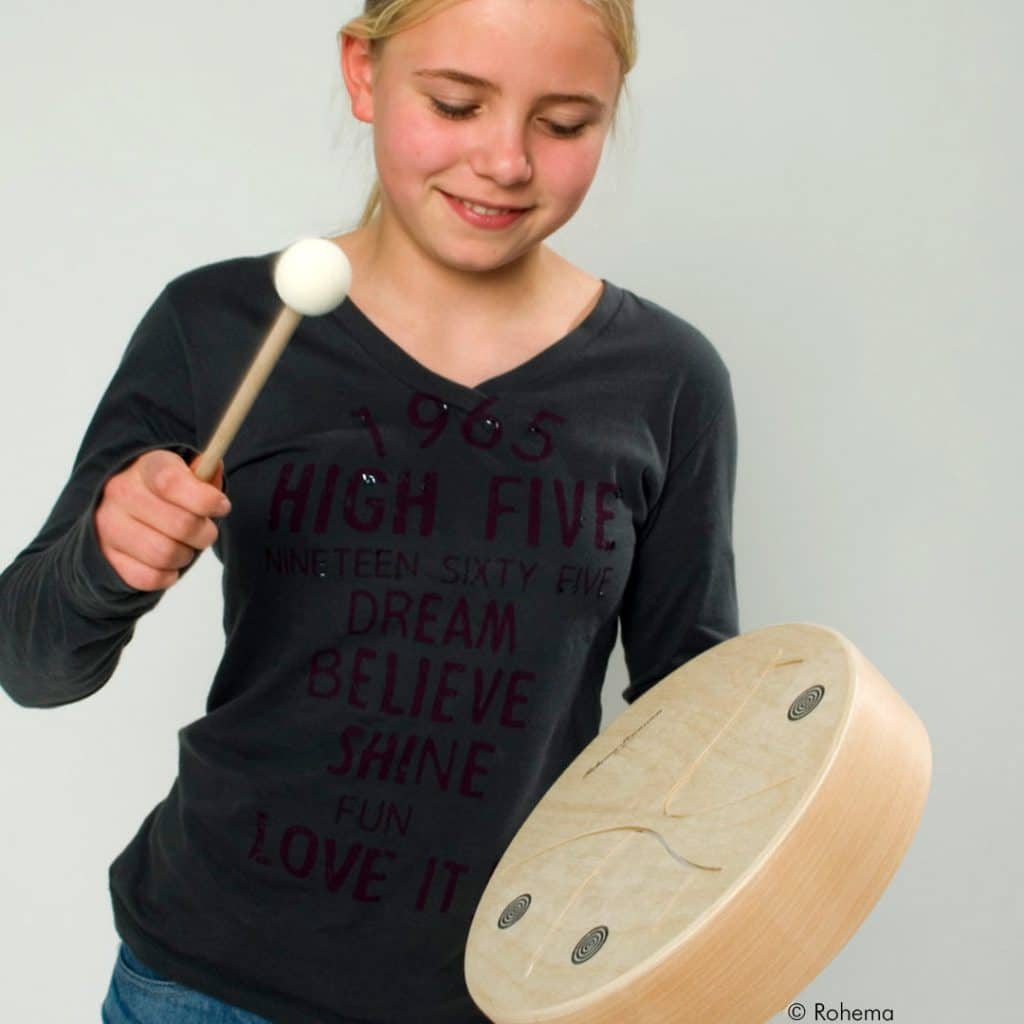 Trommel für Kinder aus Holz mit 3 Tönen