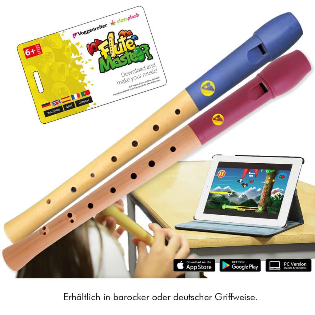 Voggenreiter-Classplash-Musik-Blockfloeten-Lern-App-Flute-Master-Set-mit-Holz-Kunststoff-Blockfloete
