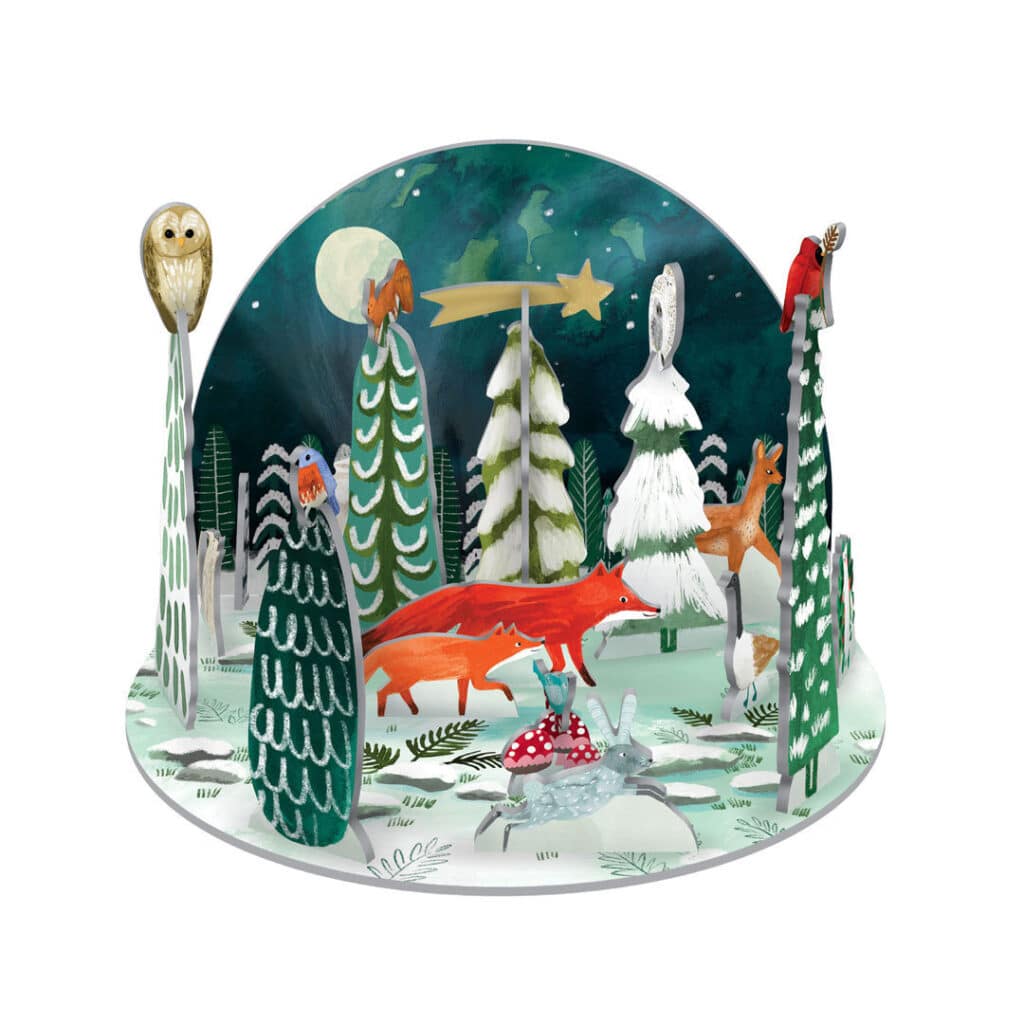 3D Adventskalender Fuchs-Familie im Wald