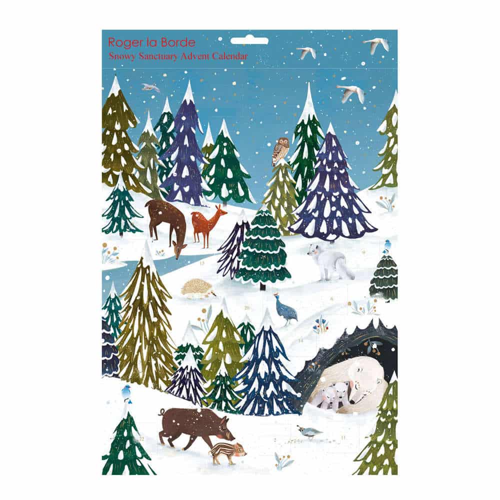 Glitzer-Adventskalender Winterlandschaft mit Tieren