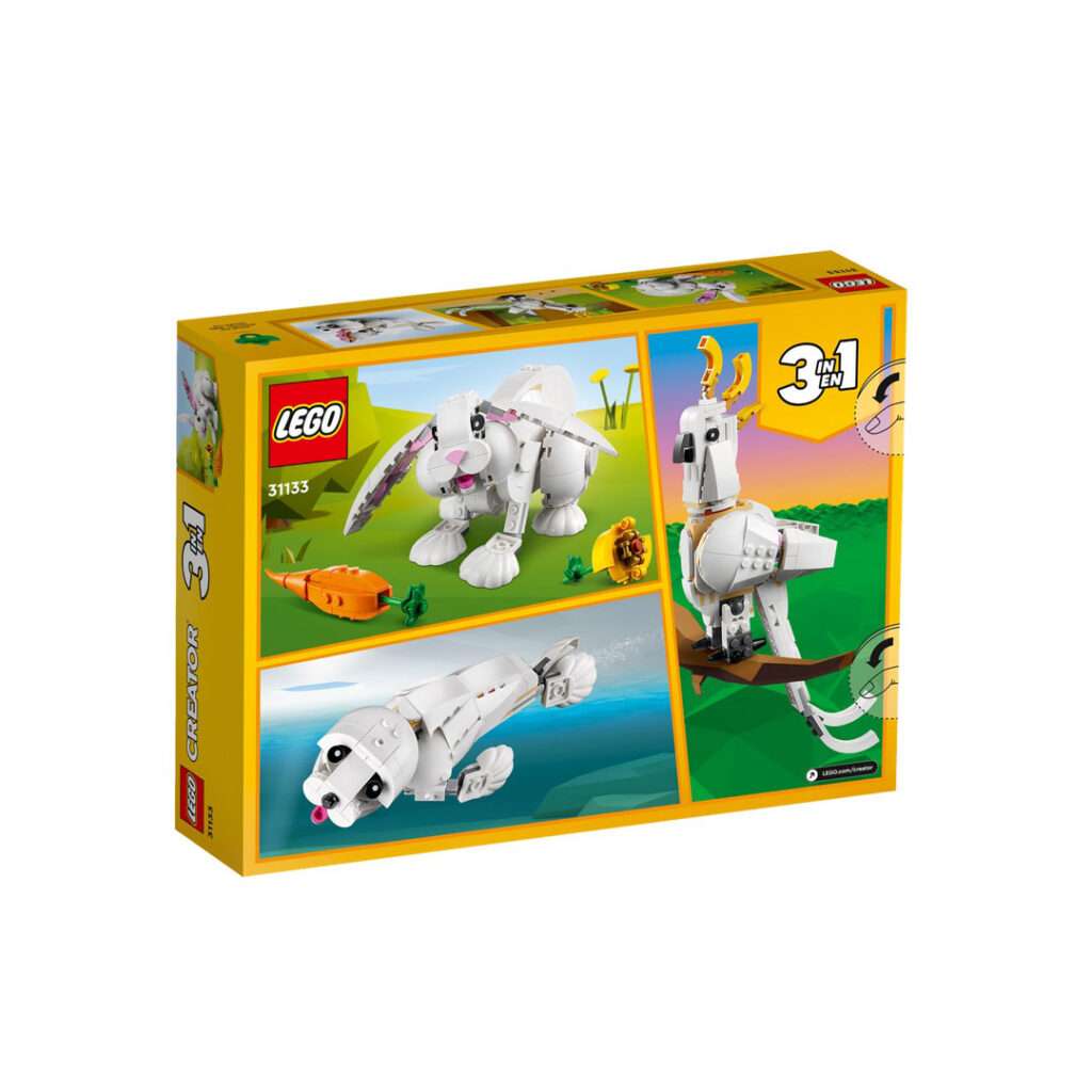 LEGO-Creator-3-in-1-31133-Weisser-Hase-Kakadu-Robbe