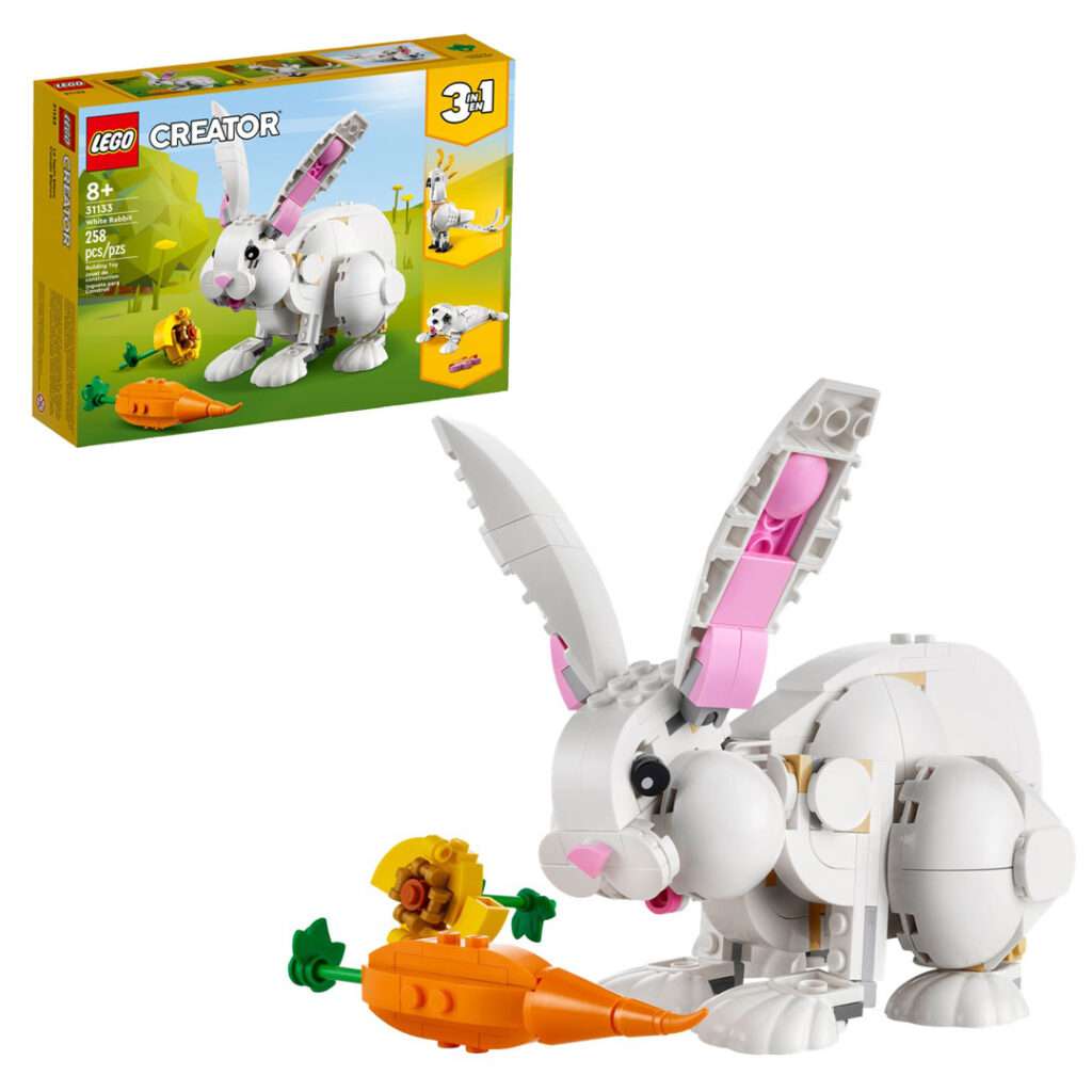 LEGO-Creator-3-in-1-31133-Weisser-Hase-Kakadu-Robbe