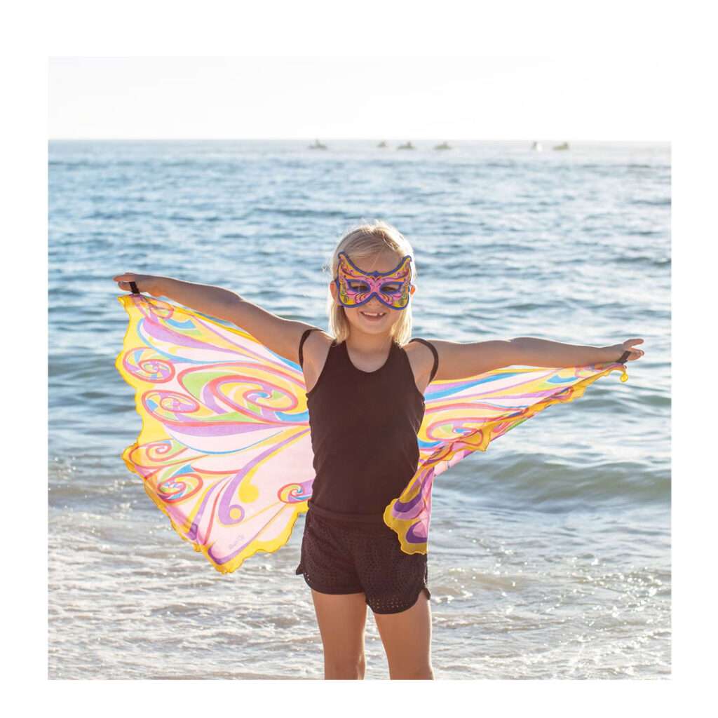 Dreamy-Dress-Ups Kostüm-Flügel mit Maske Regenbogen-Fee Multicolor