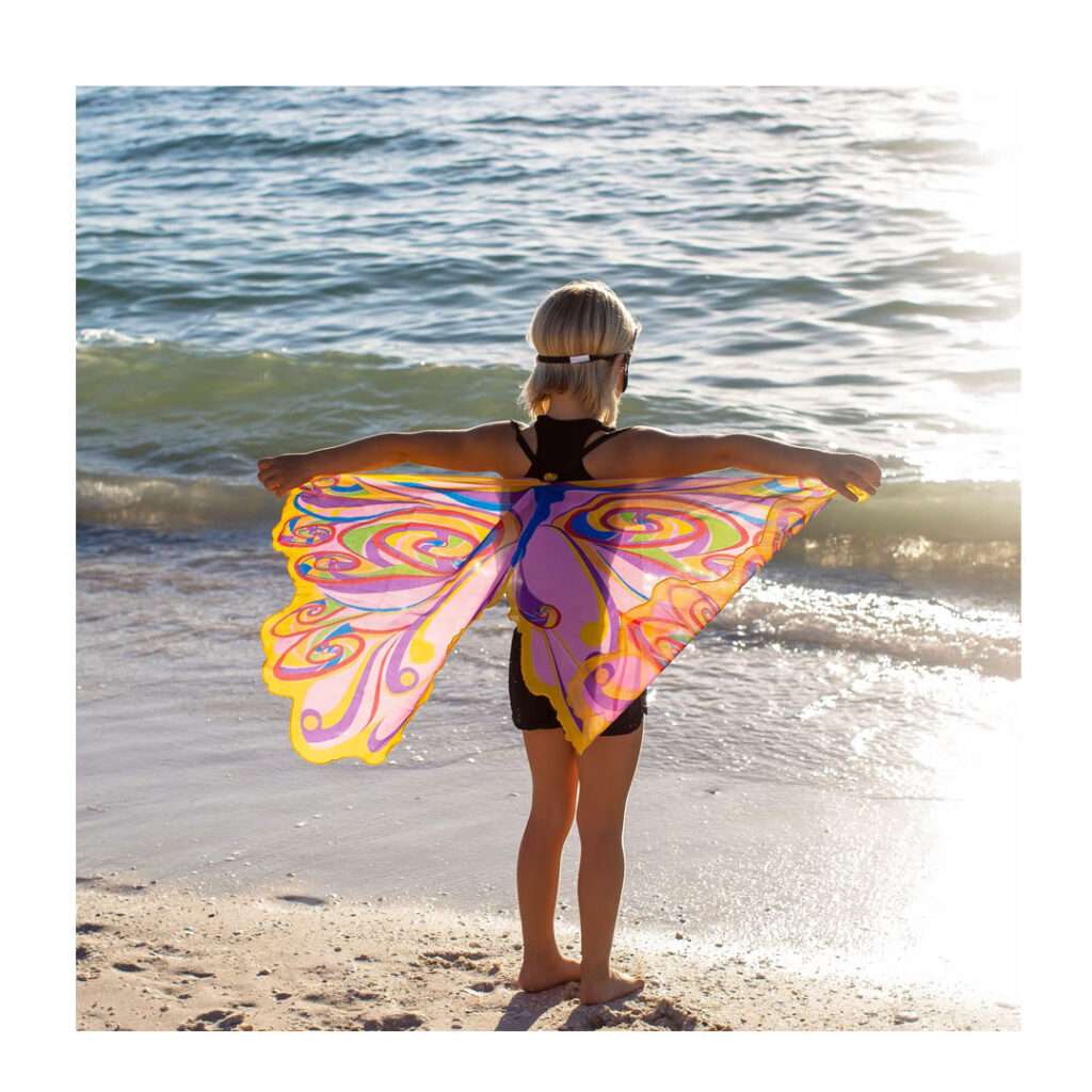 Dreamy-Dress-Ups Kostüm-Flügel mit Maske Regenbogen-Fee Multicolor